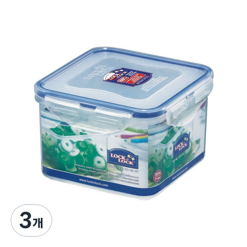 락앤락 클래식 정사각 밀폐용기 HPL855, 3개, 860ml