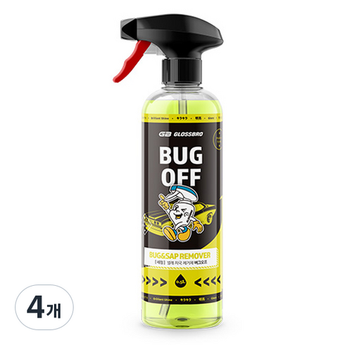 글로스브로 버그오프 차량용 벌레 자국 제거제, 500ml, 4개