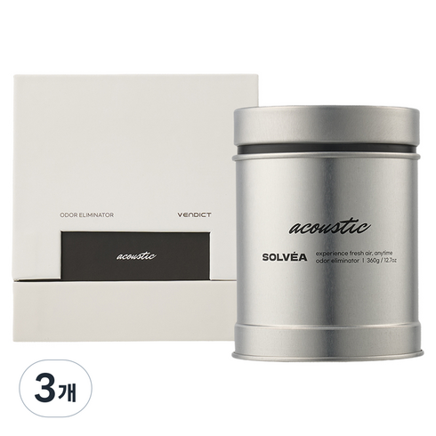 벤딕트 솔베아 대용량 고체 탈취제 어쿠스틱, 360g, 3개
