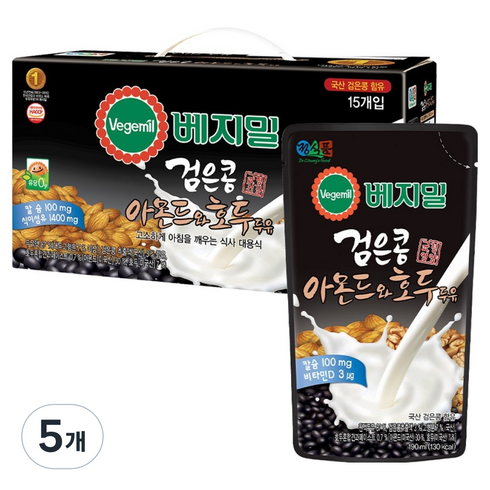 베지밀 검은콩 아몬드와 호두 두유 파우치, 190ml, 75개