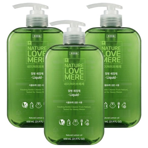 네이쳐러브메레 젖병 세정제 액상형 레몬향, 650ml, 3개