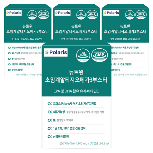 뉴트원 초임계 알티지 오메가3 부스터, 30정, 4개