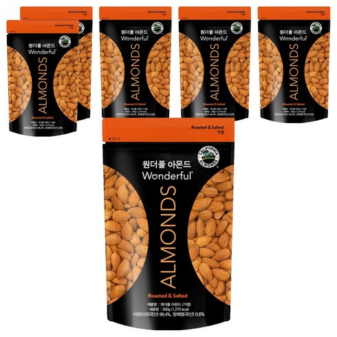 파라마운트팜스 원더풀 아몬드, 200g, 6개