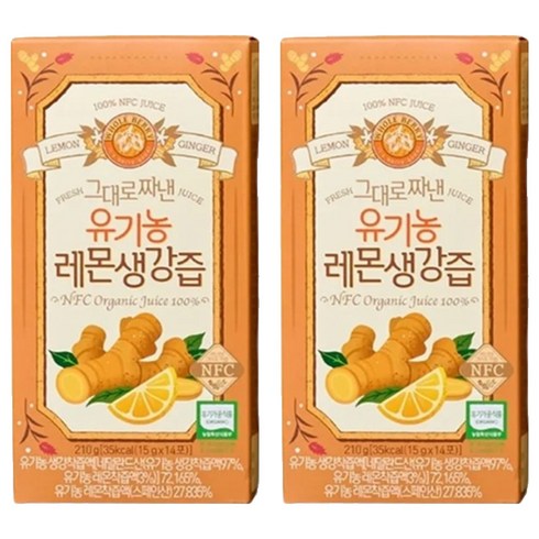 홀베리 그대로 짜낸 유기농 레몬 생강즙 14p, 210g, 2개