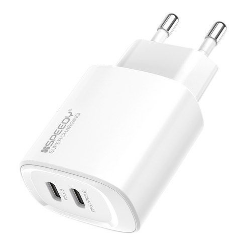 스피디 Gan 20W PD PPS 초고속 2포트 멀티 C타입 충전기, 화이트, 1개