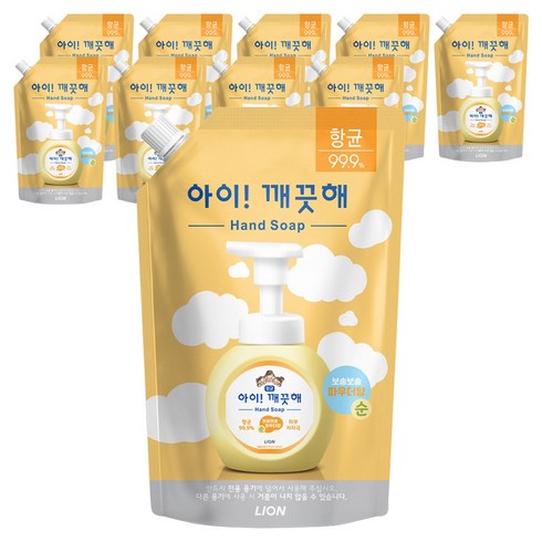 아이깨끗해 핸드워시 순 파우더향 리필용, 600ml, 10개