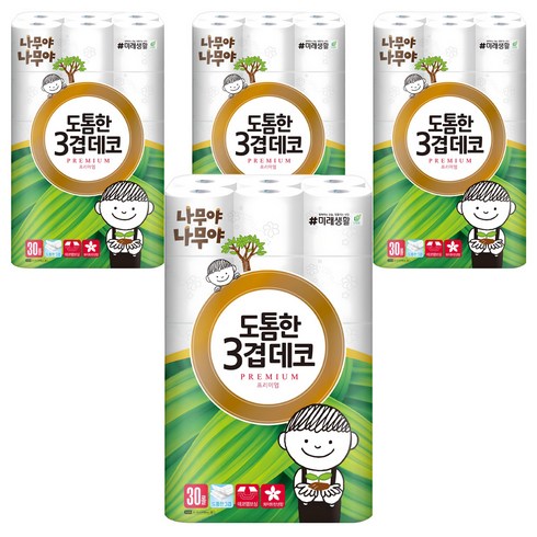 나무야나무야 도톰한 3겹 데코 롤화장지, 30m, 30롤, 4세트