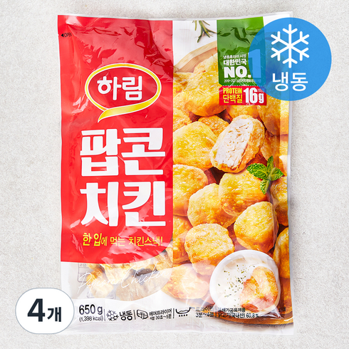 하림 팝콘치킨 (냉동), 650g, 4개