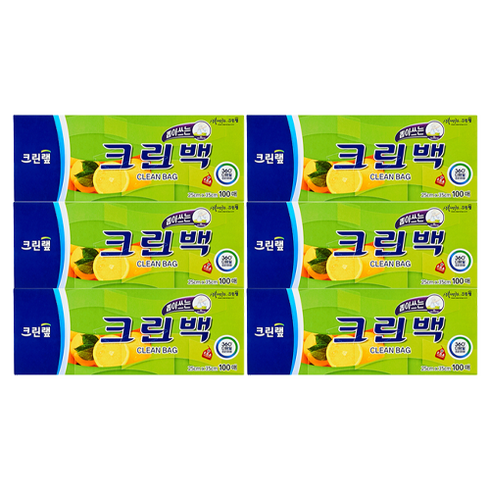 크린랩 뽑아쓰는 크린백 25cm x 35cm, 중(M), 100개입, 6개