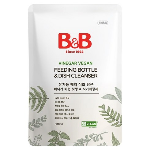 비앤비 비니거 비건 젖병 앤 식기세정제 리필, 1개, 500ml