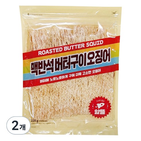 더먹다 맥반석 더 신선한 건오징어 구이 버터맛, 2개, 220g