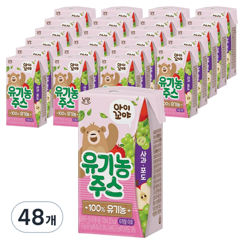 아이꼬야 유기농 주스 사과포도, 120ml, 48개