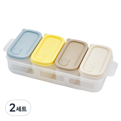 글라스락 베이비 블록 이유식 큐브 125ml x 4종 세트, 혼합색상, 2세트