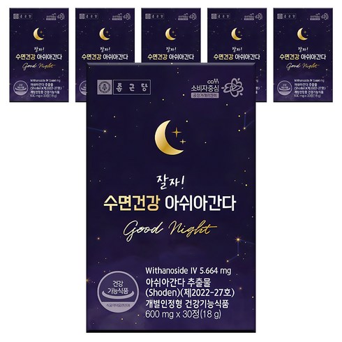 종근당 잘자 수면건강 아쉬아간다, 30정, 6개
