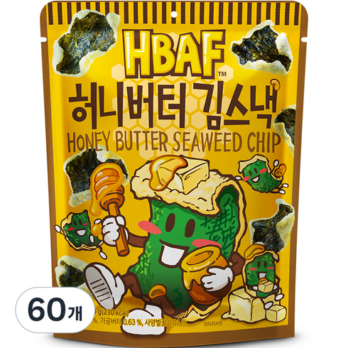바프 허니버터 김스낵, 40g, 60개