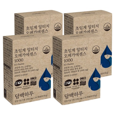 담백하루 정품 초임계 알티지 오메가에센스 1000, 30정, 4개