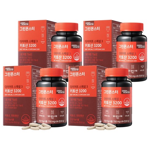 그린몬스터 다이어트 스페셜 3 키토산 3200, 84정, 4개