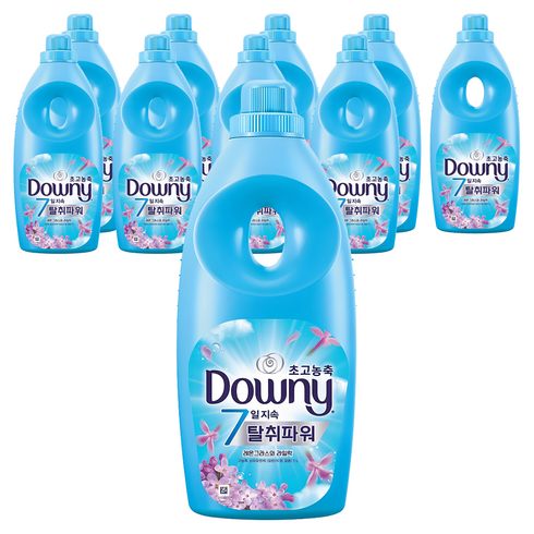 다우니 초고농축 7일지속 탈취파워 섬유유연제 레몬그라스와 라일락 본품, 1L, 10개