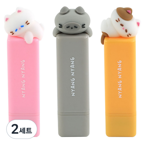핑크풋 냥냥 미니 스탬프 3종 세트, 검정, 2세트