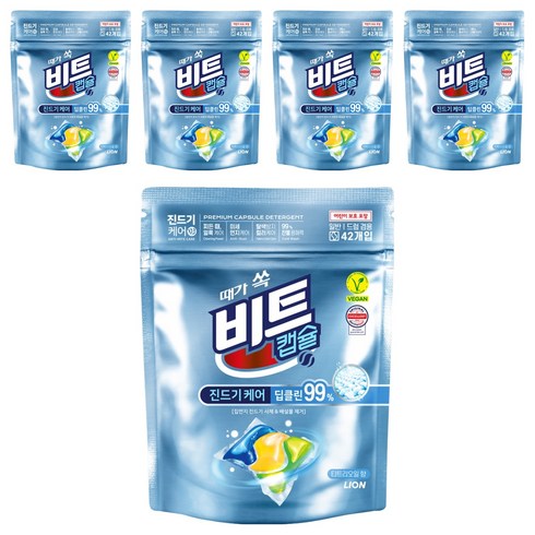 [비건라이프] 비트 때가 쏙 비트팟 캡슐세제 티트리오일향, 42개입, 5개
