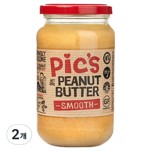Pics 피넛버터 스무스 땅콩버터, 380g, 2개