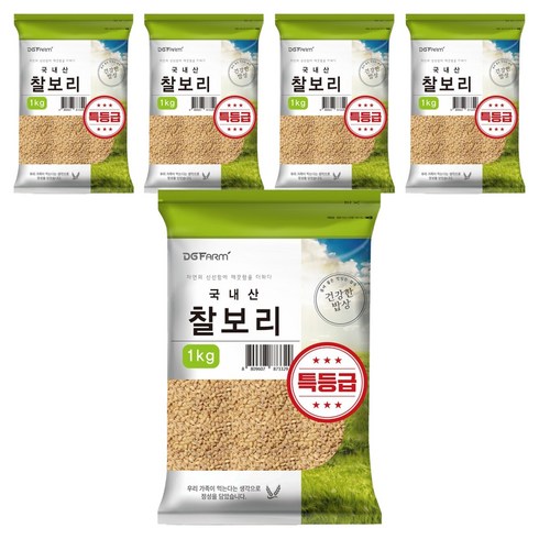 대구농산 건강한밥상 국산 찰보리, 1kg, 5개