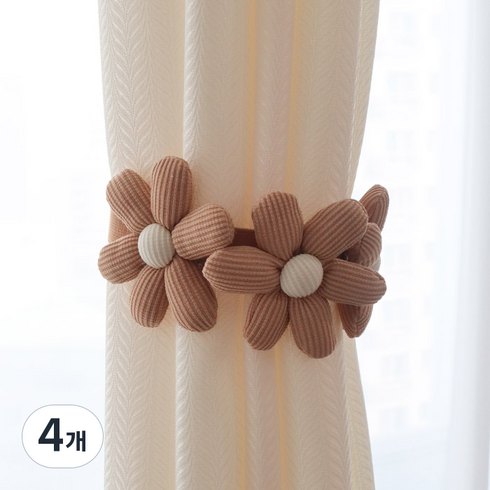 3중 플라워 타이백 42cm, 베이지, 4개
