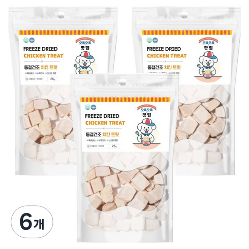 제이그린푸드 반려동물 오독오독맛집 동결건조 간식, 닭고기, 25g, 6개