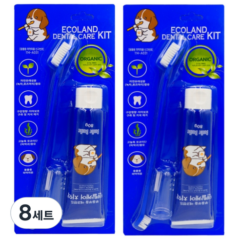 부들부들 에코랜드 반려동물 치약칫솔세트, 80g, 8세트