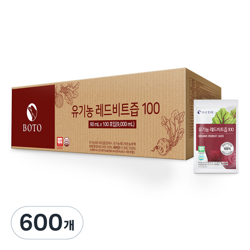 보뚜 유기농 레드비트즙 100, 90ml, 600개