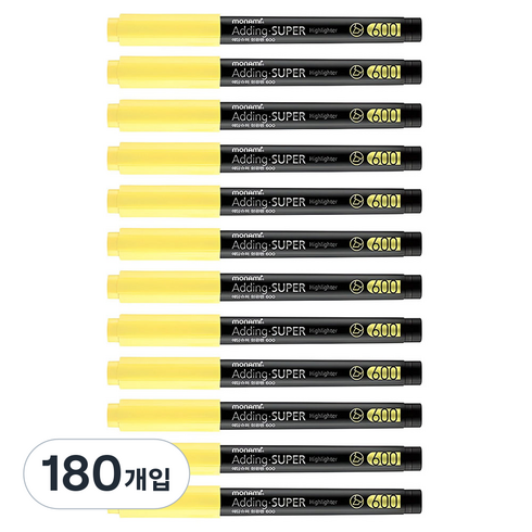 모나미 에딩슈퍼 600 형광펜, 파스텔옐로우, 180개