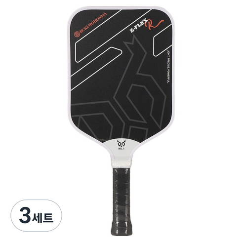 부쿠로혼마 피클볼 레귤러 패들 B6FUPP02 + 연습용 공 2종 세트, 블랙(패들), 레드, 옐로우(공), 3세트
