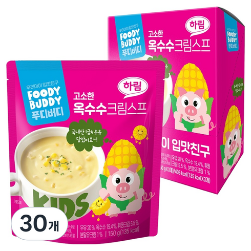 푸디버디 옥수수크림스프, 150g, 30개