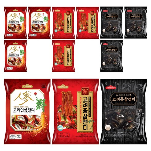 일광제과 고려홍삼캔디 280g + 고려인삼캔디2 280g + 고려흑삼캔디 280g, 840g, 4세트