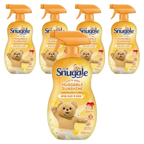 스너글 허거블 선샤인 퀵 드라이 섬유탈취제 본품, 470ml, 5개