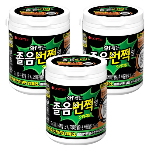롯데웰푸드 졸음번쩍껌 오리지널, 87g, 3개