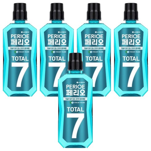 페리오 토탈7 가글 구강청결제 스트롱, 760ml, 5개