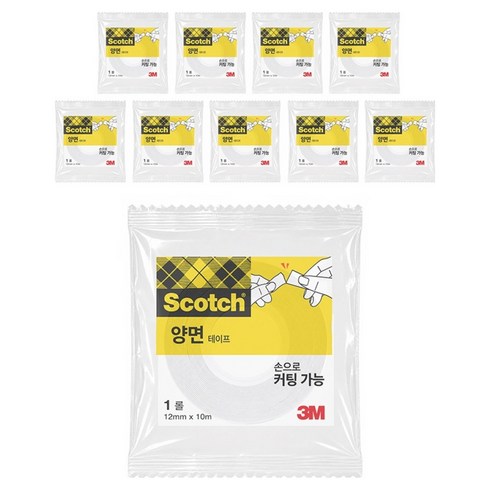 스카치 양면테이프 138 12mm x 10m, 투명, 10개
