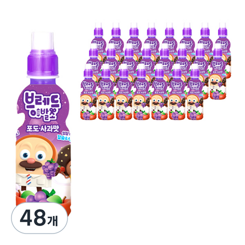롯데칠성음료 브레드이발소 포도 사과, 235ml, 48개