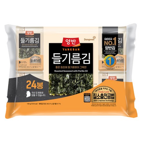 양반 들기름 도시락김, 4.5g, 24개