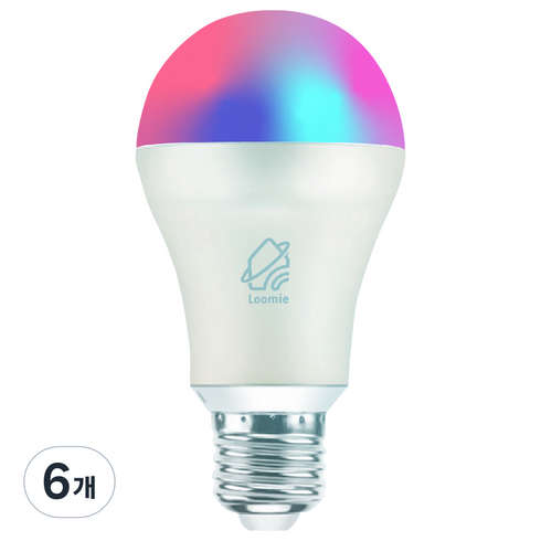 Loomie 스마트어플 밝기조절 컬러 LED 전구 9W LM90X-COLOR, 전구색, 6개