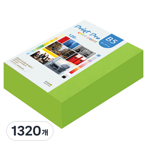 종이문화 프린트프로 얇은 칼라복사지 120g No.10 후레쉬그린, B5, 1320개