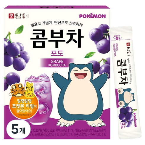 담터 포켓몬 콤부차 포도, 5g, 30개입, 5개