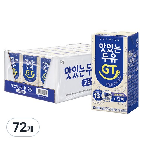 맛있는두유GT 고단백, 190ml, 72개