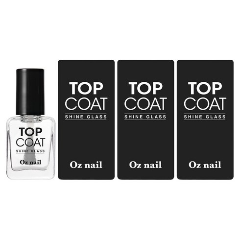 오즈네일 샤인 글라스 고광택 탑코트, 8ml, 투명, 3개