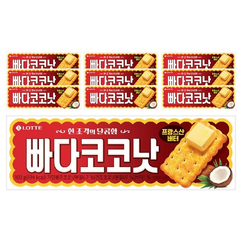 롯데웰푸드 빠다코코낫 단품, 100g, 10개