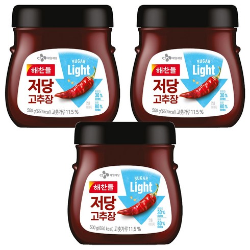 해찬들 저당 고추장, 500g, 3개