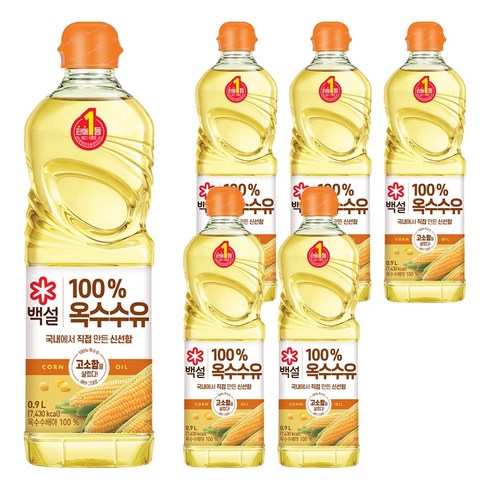 백설 옥수수유, 900ml, 6개