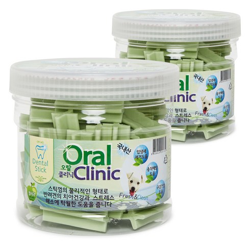강아지 오랄클리닉 덴탈 스틱 껌, 청사과, 300g, 2개