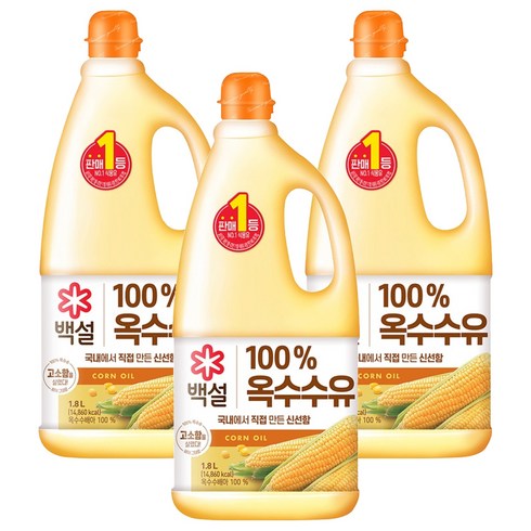 백설 옥수수유, 1.8L, 3개